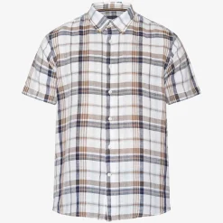 Tom Linen Check Skjorte, Blue Captain, XXL