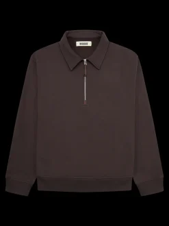Tom Zip Polo Sweatshirt, Brown, S
