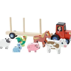 Traktor & Anhænger Til Stabledyr Trælegetøj