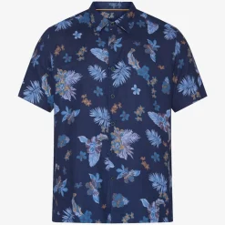 Tramp Hawaii Print Skjorte, Blue Captain, XL