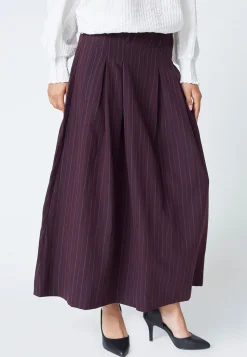 TrinnyCC Pleat Stripe Nederdel, Plum, M