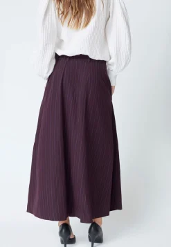 TrinnyCC Pleat Stripe Nederdel, Plum, M