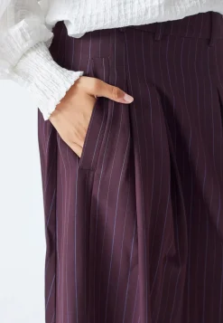 TrinnyCC Pleat Stripe Nederdel, Plum, M