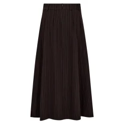 TrinnyCC Pleat Stripe Nederdel, Dark Brown, M