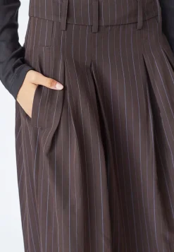 TrinnyCC Pleat Stripe Nederdel, Dark Brown, M