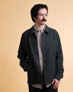 Twill Men's Overshirt, Bottle Green, XL