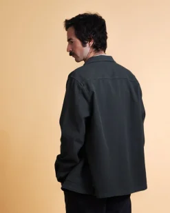 Twill Men's Overshirt, Bottle Green, XL