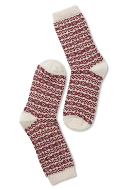 Uld Strømper, Offwhite/Burgundy