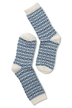 Uld Strømper, Offwhite/Jeansblue