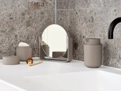 Ume Bordspejl, Taupe, Ø19 cm