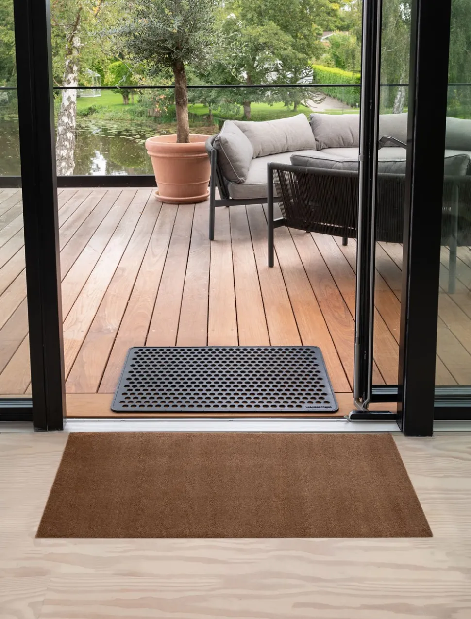 Unicolor Gulvtæppe, Cognac, 67x120 cm