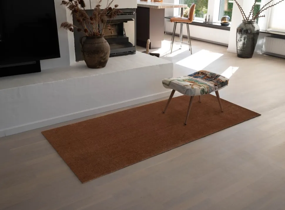 Unicolor Gulvtæppe, Cognac, 90x200 cm