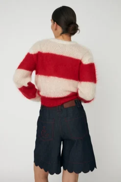 Unwashed Denim Scallop Shorts, Raw Denim, 42