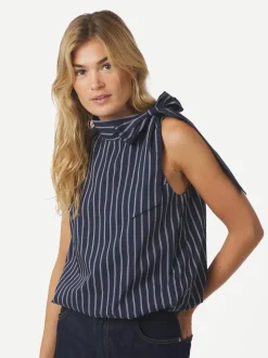 Veda Double Stripe Top, Navy, 38