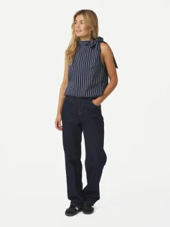 Veda Double Stripe Top, Navy, 38