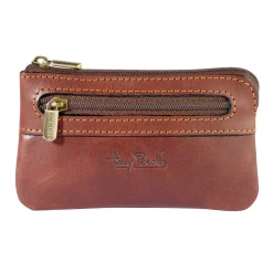 Vegetale Leather Zippered Nøglepung, Dark Brown