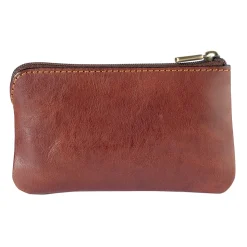 Vegetale Leather Zippered Nøglepung, Dark Brown