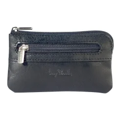 Vegetale Leather Zippered Nøglepung, Black