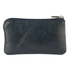 Vegetale Leather Zippered Nøglepung, Black