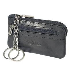 Vegetale Leather Zippered Nøglepung, Black