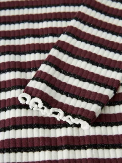 Vemma Glitter Langærmet T-shirt, Cloud Dancer Black Burgundy, 134-140 cm