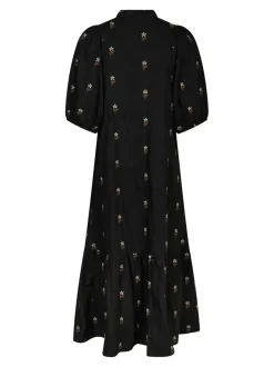 Veronica Flower Emb Kjole, Black, 36