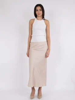 Vicky Heavy Sateen Nederdel, Champagne, 40