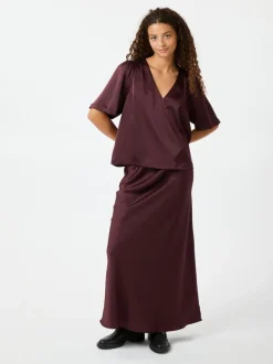 Vicky Heavy Sateen Nederdel, Burgundy, 40