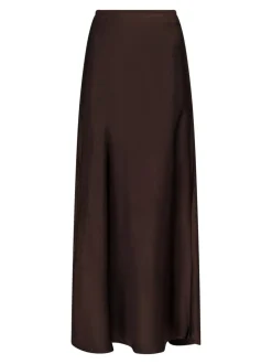 Vicky Heavy Sateen Nederdel, Dark Brown, 40