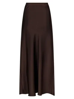 Vicky Heavy Sateen Nederdel, Dark Brown, 40