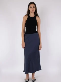 Vicky Heavy Sateen Nederdel, Midnight Blue, 40