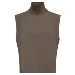 Vida Rib Turtleneck Vest, Walnut, S