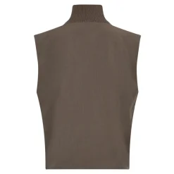 Vida Rib Turtleneck Vest, Walnut, S