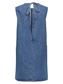 Vigga Open Back Denimkjole, Medium Blue Denim, M