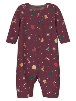 Vismas Baby Natdragt, Burgundy Xmas AOP, 68 cm