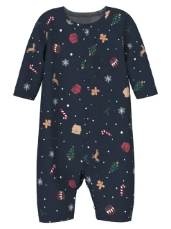 Vismas Baby Natdragt, Navy Blazer Xmas AOP, 68 cm