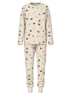 Vismas Kids Pyjamassæt, Whitecap Gray Xmas AOP, 116 cm