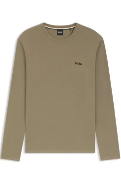 Waffle LS Pyjamas T-shirt, Open Brown, S