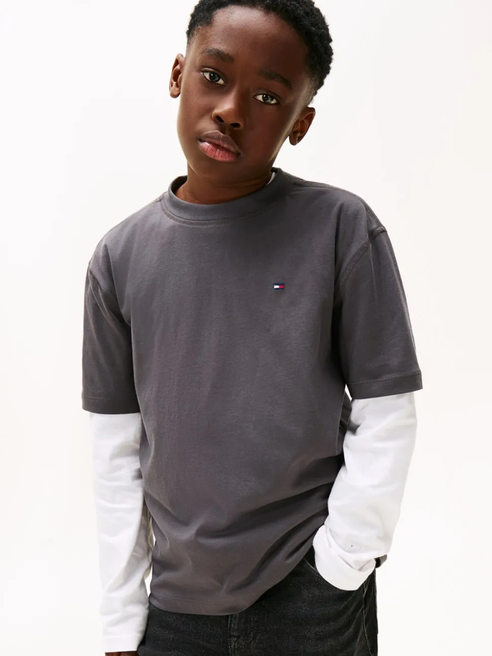 Washed Faded Graphic T-shirt, Washed Black, 152 cm