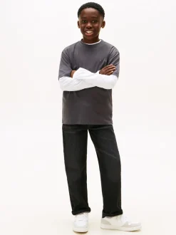 Washed Faded Graphic T-shirt, Washed Black, 152 cm