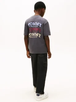 Washed Faded Graphic T-shirt, Washed Black, 152 cm