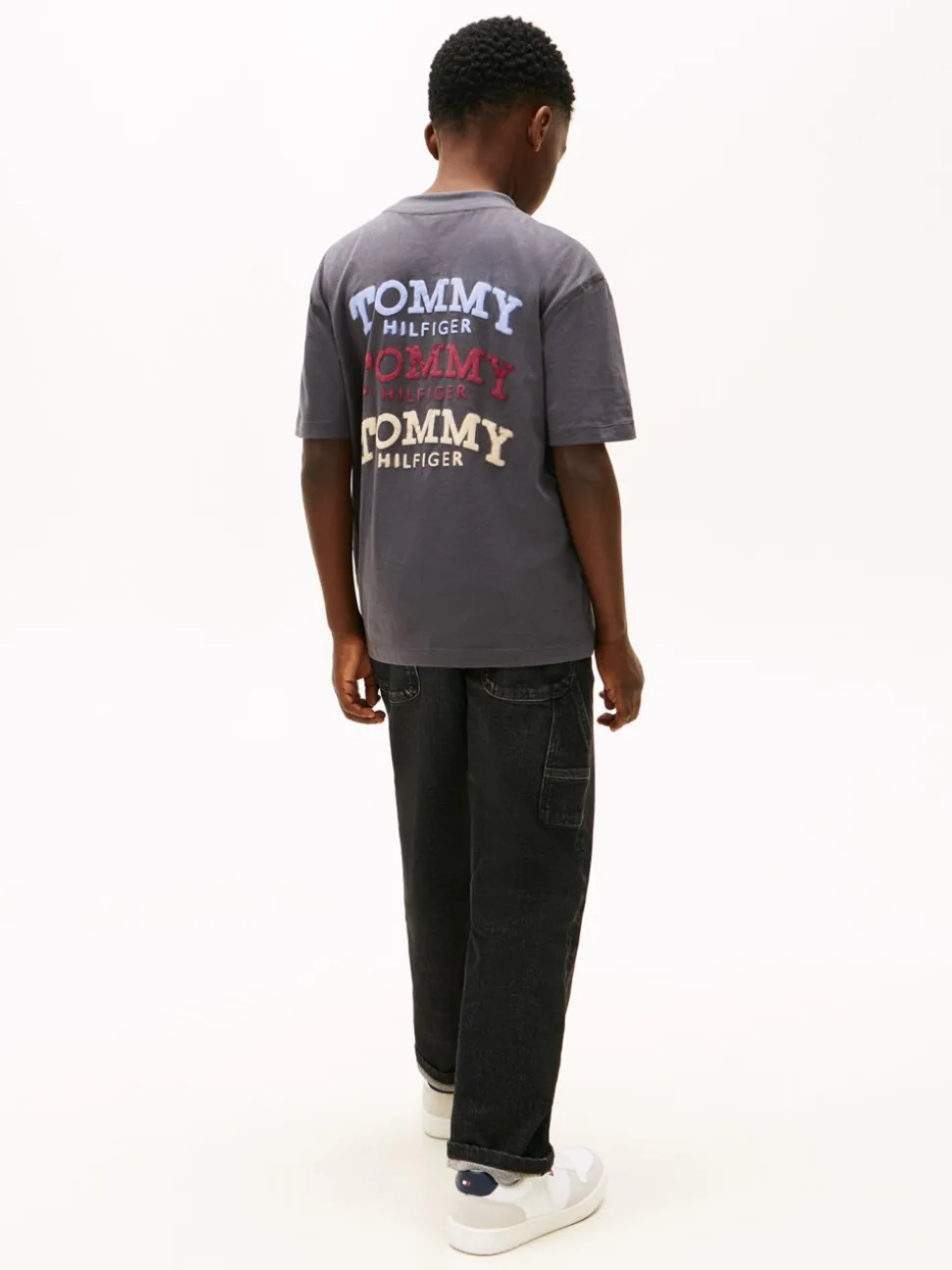 Washed Faded Graphic T-shirt, Washed Black, 152 cm