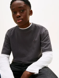 Washed Faded Graphic T-shirt, Washed Black, 152 cm