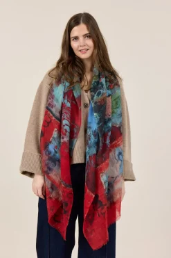 Watercolor Tørklæde, Blue/Red