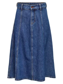 Wave A Shape Nederdel, Medium Blue Denim, XS