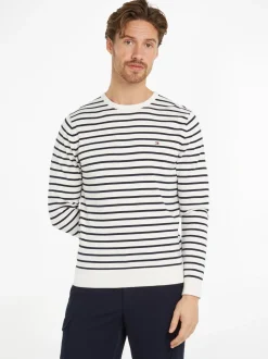 Wcc Essential Crew Neck Striktrøje, Ivory/Desert sky, XXL