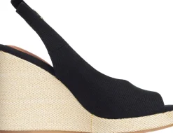 Wedge Heel Slingback Espadrille Sandaler, Black, 39