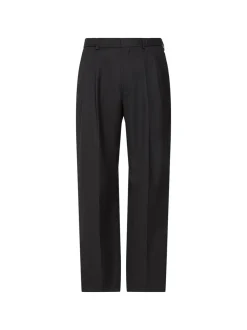 Wide Leg Travel Twill Bukser, Black, 34