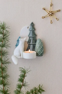 Winter Stories Væghængt Ræv Lysestage, White/Green