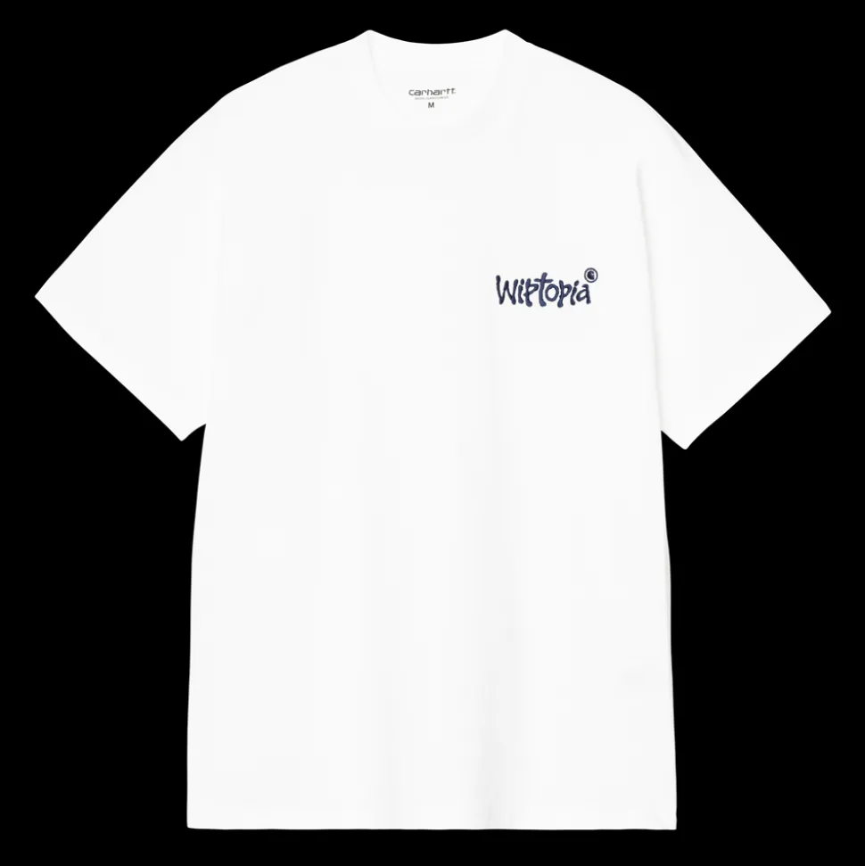 Wiptopia Script T-Shirt, White / Blue, L